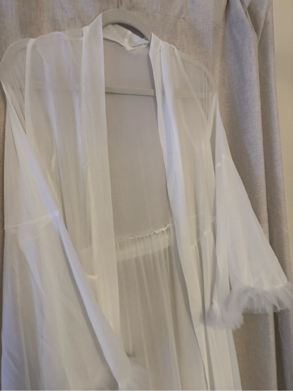 White Sheer Robe with Ruffle Trim - Picture 10 of 11